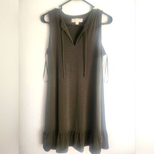 Michael Kors Olive Green Ruffled Tie Front Sundress